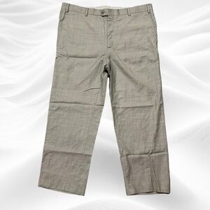 ZANELLA Men's Grey TODD Flat Front Wool Dress Pants 40X26(read) Graph Check(?)‎